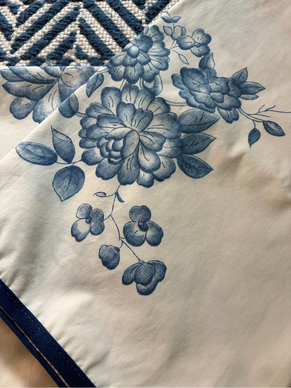 Blue Floral Pillowcases - White and Blue